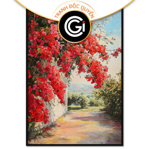 Tranh vẽ tường giàn hoa giấy phong thủy trừ tà hút tài lộc.Tranh treo tườngdán tường.CGI-1383