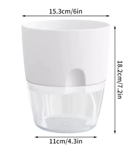 Self Watering Flower Pot Plastic Hydroponics Plants Pot Transparent Double Layer Cotton Rope