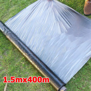 Heavy-Duty UV-Resistant Black/Silver Plastic Mulch Film for Gardening Landscaping & Greenhouse Protection - 40 Microns 4ft x 400m/1.2m x 400m