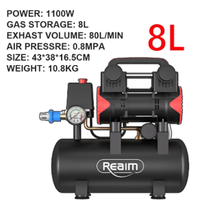 REAIM Mesin Kompresor Angin Listrik 1100W dengan Tank 36L dan Motor Oily-Free