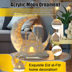 Eid Mubarak 2026 Decor 3D Acrylic Moon Lamp  Ramadan LED Night Light & Table Centerpiece