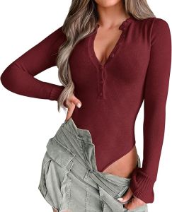 MASCOMODA  Womens  2026  Autumn  V  Buttoned Collar Knitted Slim Fit Sweater Long Sleeve Slim Fit Ribbed Top Formal Casual