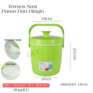 Leoshop888 Termos Nasi Panas Dingging Rice Ice Bucket 4 liter Termasuk Sarang dan Sendok Nasi