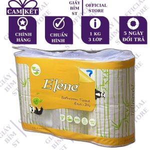 Giấy vệ sinh Elene tre gấu trúc 3 lớp 6 cuộn chính hãng cao cấp cho quán ăn nhà hàng