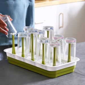 Drying Cup Holder With 6 Mug Holder Coffee Tea Cup Glass Cup Holder Portable Tray Cup Holder Mug Tree Holder Stand Pole Tidy Storage Organizer Display Racks Housewares Kitchen Cups Mug Hanger Rack