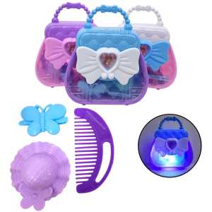 Mainan beauty bag lampu mainan salon anak + tas kosmetik LeD lampu mainan make up anak mainan tas make up anak tas kosmetik led mainan anak