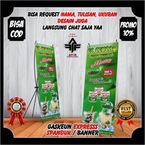 X Banner Berdiri Jualan Es Cincau Segar Banner Backdrop Es Cincau Berkualitas Custom