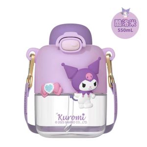 (SG Seller) Children Water Bottle 550ml Tritan Kids Water Cup Sanrio Kuromi Melody Cinnamoroll Carry Straw Cup Large Capacity Water Bottle Girls Gift-SP12