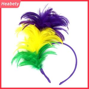Heabety Đầy Màu sắc Mardi Gras lông Headband flapper headpiece dành cho người lớn bên trang phục phụ kiện tóc