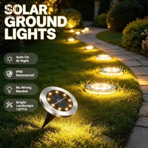 QbhomQ Solar Ground Buried Light Outdoor Pathway Lamp Auto Sensor LED Yard Lawn Walkway Decor Lighting