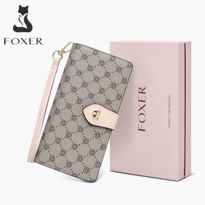 Foxer Brand long wallet for women wallets women new 2023 card holder wallet for women wristlet wallet women cellphone wallet for women
