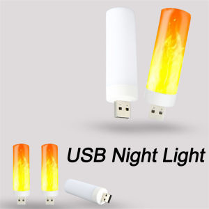 ไฟกลางคืน Led พ่นไฟ USB 1ชิ้นหลอดไฟเปลวไฟจำลองไฟตกแต่งห้อง