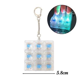 New LED Decompression Keyboard Keychain for Men Women Kids Transparent 4/9 Keys Stress Relief DIY Button Keycap Keyrings Pendant
