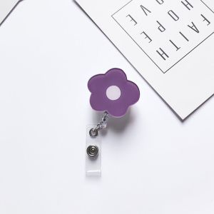 QFV5F น่ารัก ดอกไม้เกาหลี อะคริลิค พยาบาล การ์ตูน นักเรียน คลิปบัตรประชาชน ที่ใส่ป้าย ม้วนป้ายแบบหดได้ ที่ใส่นามบัตร