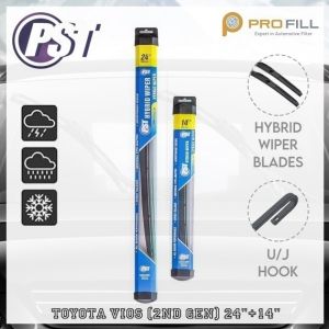 PST Hybrid Wiper Blade Set [Rubber Type] - Toyota Vios (2nd Gen) 2007-13 24"+14"