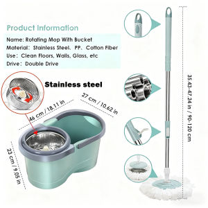 BIG 360 Mop With Spinner and Bucket Magic Spin Tornado Mop Original 360 Easy Rotating Map Floor Cleaning Flat Mop
