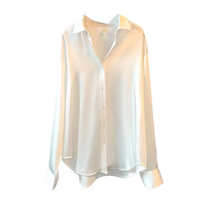ladies white satin shirt
