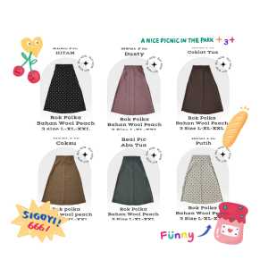 COD☑️ROK POLKA/MOTIF POLKADOT BAHAN WOOL PEACH/3 SIZE L-XL-XXL/ROK KOREAN/ROK KEKINIAN/GOOD QUALITY