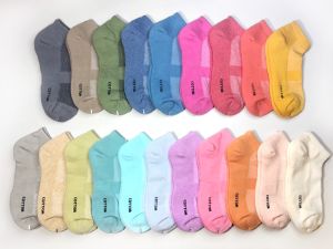 หนา 2 เท่า ถุงเท้าข้อสั้นพื้นหนา เนื้อผ้า Cotton สีสด สีพื้น ใส่แล้วนุ่มสบายเท้า