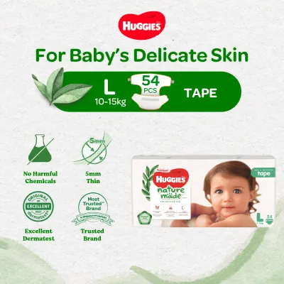 Huggies Platinum Naturemade L 54s Tape Diapers
