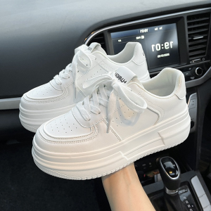 white sepatu wanita sport cewek korean style kekinian kets fashion rubber chunky shoes for women sapatos casual Import sneakers