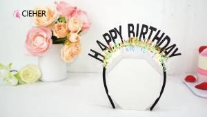 CIEHER Birthday Crown Headband for Women Girls Happy Birthday Decorations Gifts - Black