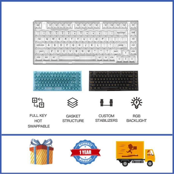 XINMENG X75 Gasket Hot-Swappable Mechanical Keyboard Full Transparent ...