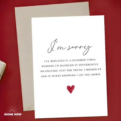 I’m Sorry Card Minimalist Apology Card Romantic Sorry Letter Card for Girlfriend Boyfriend