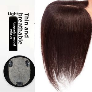 10*12/12*14/13*15-25/30/35cm miếng tóc người 100% thay thế tóc che tóc trắng thoáng khí và nhẹ tăng độ dày tóc cho phụ nữ