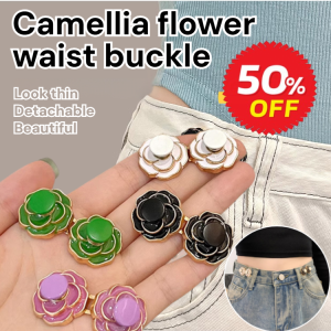 🌸Camellia🌸Camella Rose Petal Waist Belt Jeans Tightening Artifact Brooch Is Too Big to Be Reduced to a Smaller Size Adjustable Button No Seam Detachable Waist Buckle牛仔裤收紧山茶花腰带扣