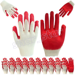 Semi-Coated Cotton Gloves Red Work 50 Pieces White