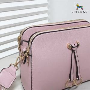 Cross-border trend: simple versatile multi-compartment zippered crossbody bag for commuting OL Fashionable shoulder bag with woven strap for work and shopping