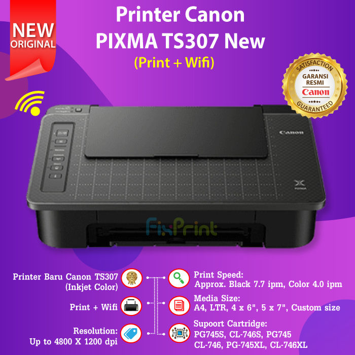 Printer Canon PIXMA TS307 Print Scan Copy WiFi Wireless All In One