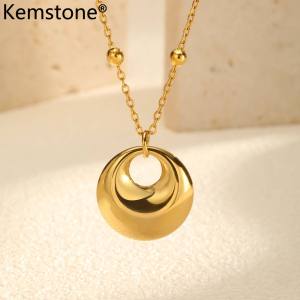 สร้อยคอโซ่ลูกปัดรูปทรงเรขาคณิตเหล็กกล้าไร้สนิม Kemstone เป็นชั้นที่เรียบง่ายเป็นของขวัญสำหรับผู้หญิง