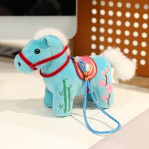 GOODOO Year of The Horse Mascot Horse Plush Doll Hanging Decor Stuffed Animal Long-haired Pony Keychain Chinese Style 12cm Pony Pendant Girl