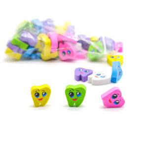 50pcs Dental Molar Erasers Multi Color Rubber Teeth Shaped School Gifts for Kids Dentist Clinic Education