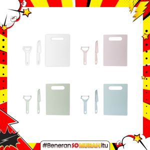 Kitchen Knife Set Talenan Pisau 3 In 1 Pengupas Kulit Buah Sayur Dapur Chopping Board Premium
