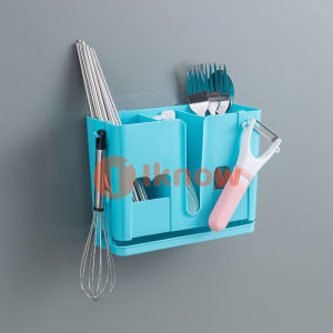 I know Store household chopsticks basket kitchen chopsticks rack spoon drain rack storage box hole free wall hanging tableware shelf box