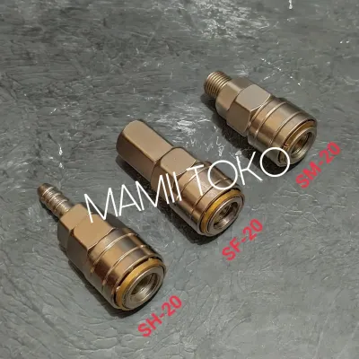 Quick coupler angin one hand touch 1/4 SF SH SM 20 Nepel kopler Tachi