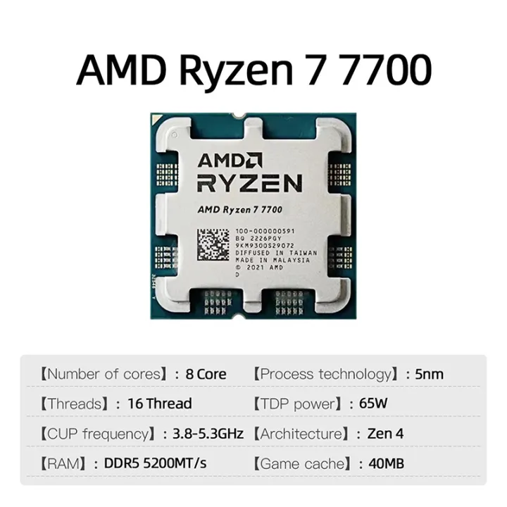 AMD Ryzen 7 5700X 8-Core, 16-Thread Unlocked Desktop Processor, Ceramic Gray