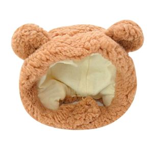 LETIGO อบอุ่นและอบอุ่น สะดวกสบายสบายๆ อุปกรณ์เสริมสำหรับสัตว์เลี้ยง หมวกลูกสุนัข หมวกคลุมศีรษะ หมวกแมวหมวก ตุ๊กตาหมีสั้น