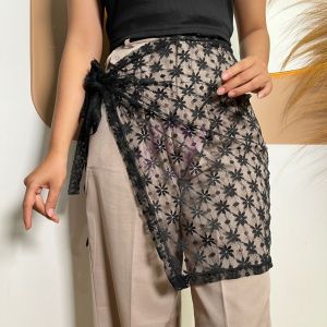 Korean lace and lace versatile lace up hem with buttocks covering and buttocks curtain gauze skirt