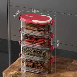 4 Layer Stackable Seasoning Box Set Spice Container Food Keep Fresh Box Household Sealing Moisture-proof Packaging Jar