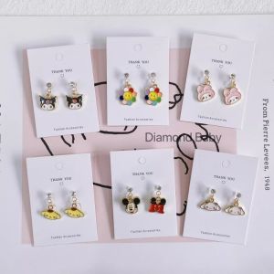 Sanrio Anime Cute Hello Kitty Kuromi Melody Cartoon Earrings Cinnamonroll Fashion Pendant Sweet and Cute Student Girl Earrings Dress Accessories