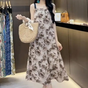 Loose Light Luxury Maxi Printed Fitted Maxi Loose Printed Maxi Light Luxury Fitted Maxi Dress