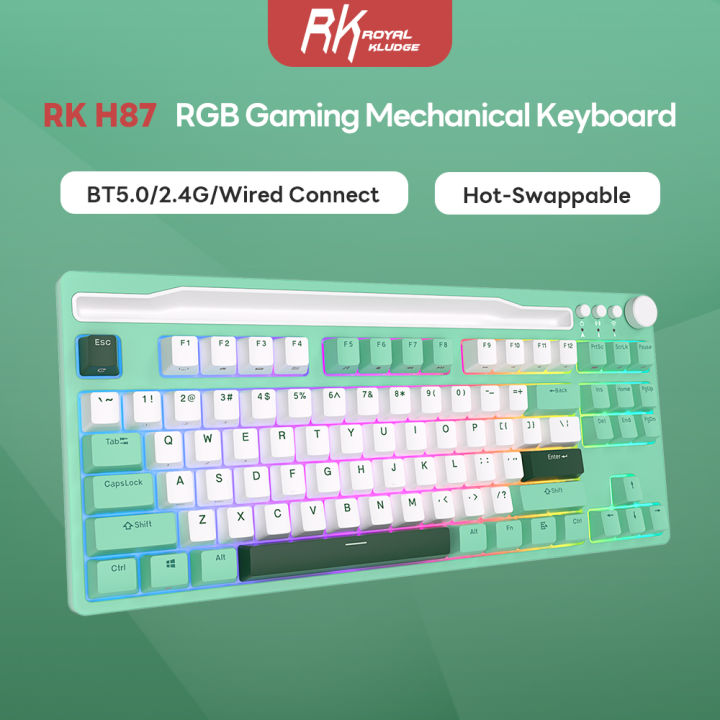 RK ROYAL KLUDGE H87 87 Keys Gaming Mechanical Keyboard Wireless/Wired ...