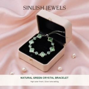SINLISH Elegant Green Crystal Bracelet Natural Crystal Fashion Jewelry