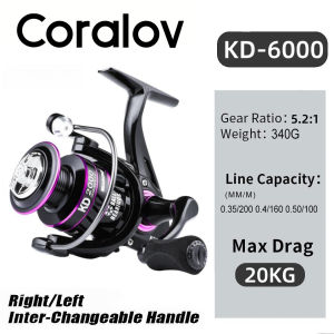 CORALOV Reel Pancing KD1000-6000 Power Handle Metal Body Handle Spool Reel Fishing Murah Ril Reel Freshwater Saltwater Fishing Reel Max Drag 30kg