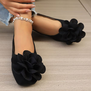 Free Shipping Floral Fabric Slip-On Flats 2026 Autumn New Collection Comfortable Shallow-Toe Flats For Women Available In Larger Sizes