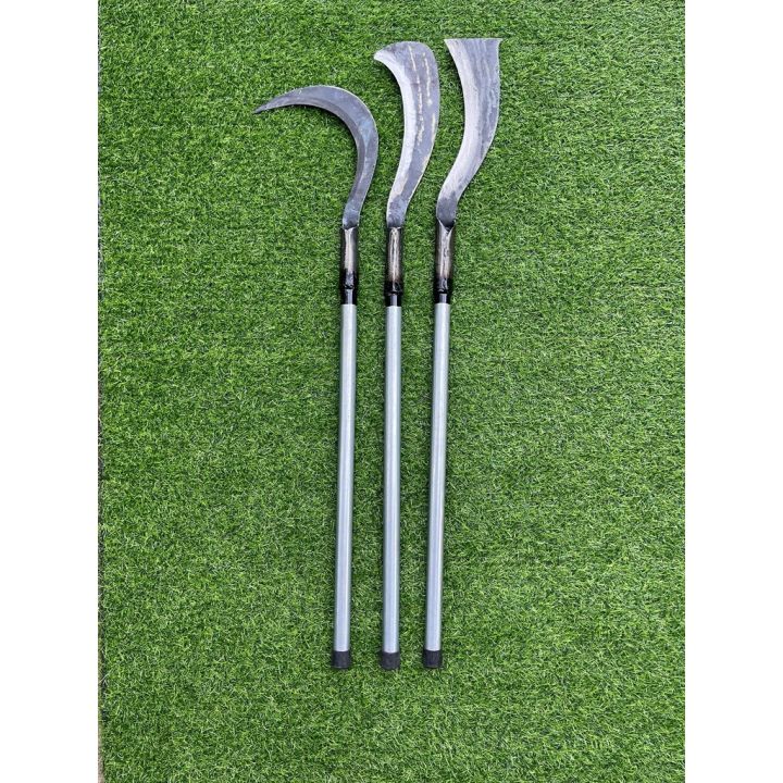 มีดหวด มีดดายหญ้า มีดถางป่าด้ามยาว ด้ามเหล็ก